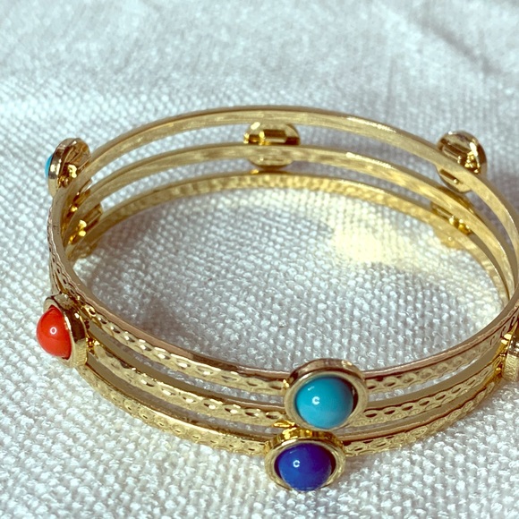 Bangle Bracelets—Gold-Tone, set of three. - Picture 3 of 3
